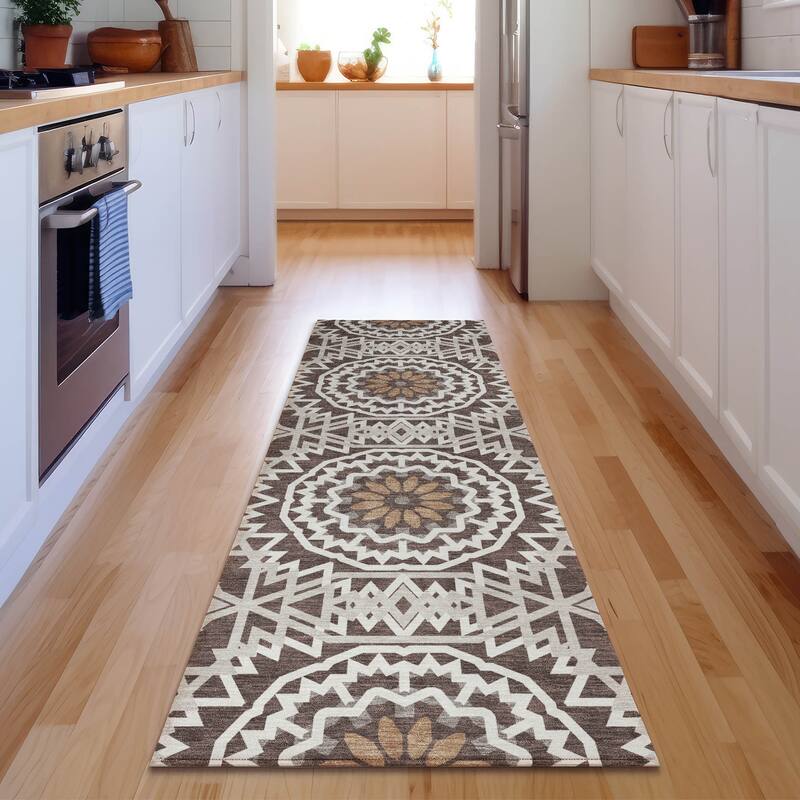 Premium Washable Super Soft Boho Global Mayfield Rug - Chocolate - 2' 3" x 7' 6" - Runner
