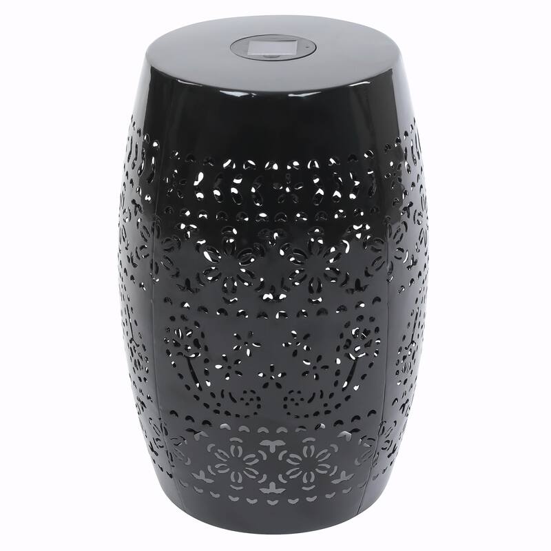 Solar-Powered Side Table with Light - Modern Iron Design, Garden & Patio Accent