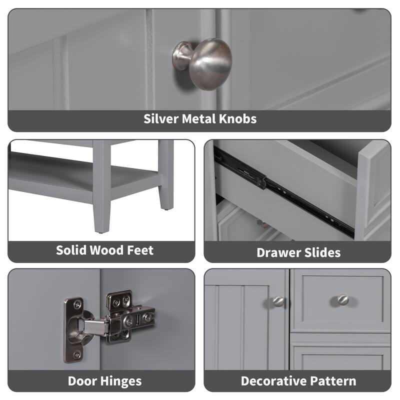 36-Inch Bathroom Vanity Set with Integrated Sink‌ – Features One Cabinet, Three Drawers, and Durable Solid Wood/MDF Construction