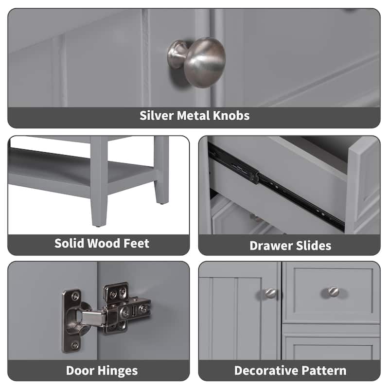 Roomfitters 36" Bathroom Vanity with Sink Cabinet with 3 Drawers and Door Solid Wood and MDF Structure