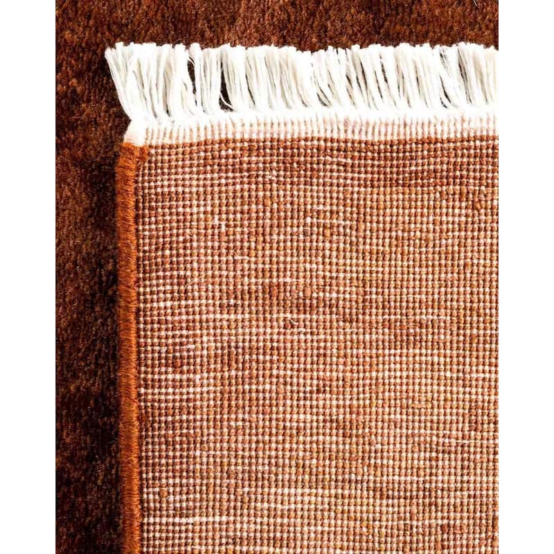 Overton Hand Knotted Wool Vintage Inspired Modern Contemporary Overdyed Brown Runner Rug - 2' 6" x 10' 4"