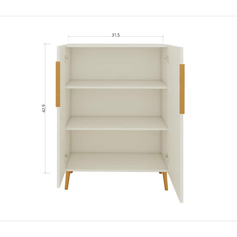 Modern White Sideboard Cabinet With Gold Handles For Kitchen, Dining Room Furniture Organizer