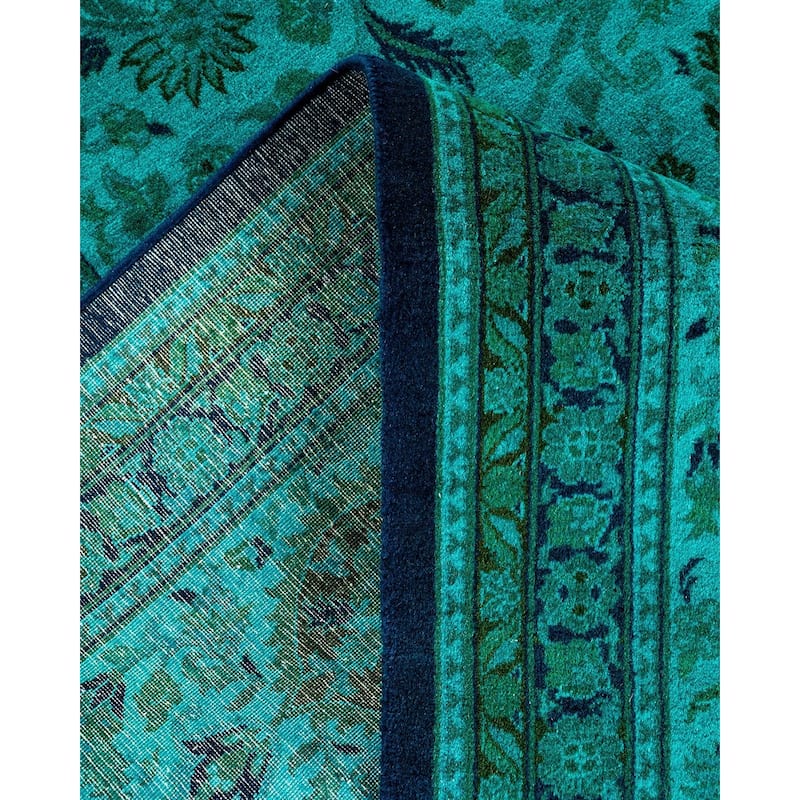Fine Vibrance, One-of-a-Kind Hand-Knotted Area Rug - Green, 9' 2" x 12' 3" - 9' 2" x 12' 3"