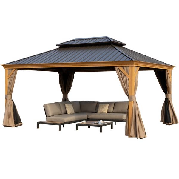 Kozyard Apollo 12x16foot Woodlook Aluminum Hardtop Gazebo Bed Bath