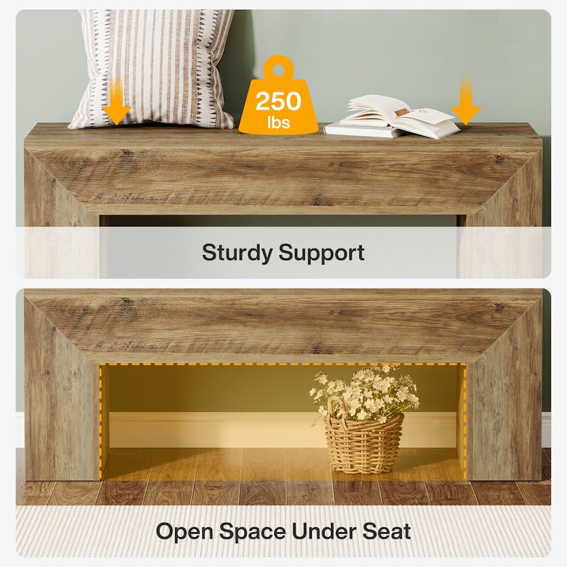 47 Inches Wooden Dining Bench for Living Dining Room Kitchen