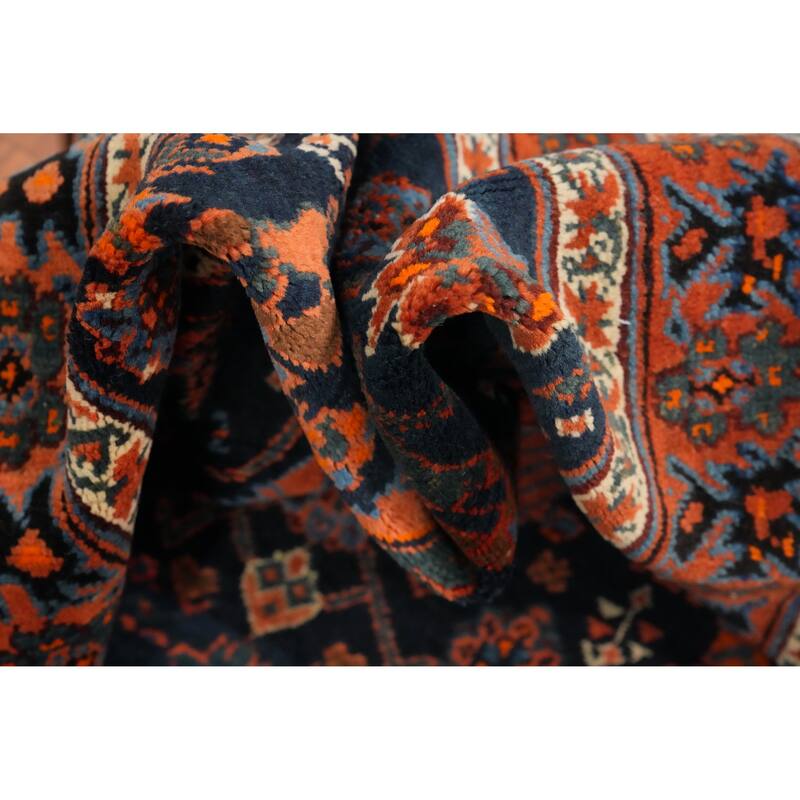 Hand Knotted Oriental 100% Kork Wool Carpet Traditional Tribal Navy Blue & Blues Bidjar Runner Rug - 18' 0'' X 3' 1''