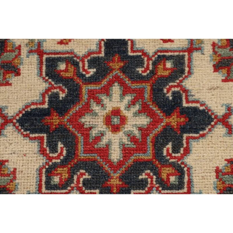 Geometric Kazak Runner Rug Hand-Knotted Wool Carpet - 2'1" x 5'10"