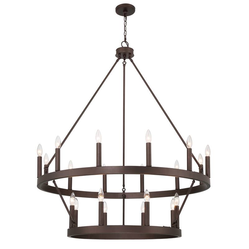 The Gray Barn Highclere Farmhouse 20-light Wagon Wheel Chandelier - 40"x40"x 47.83"