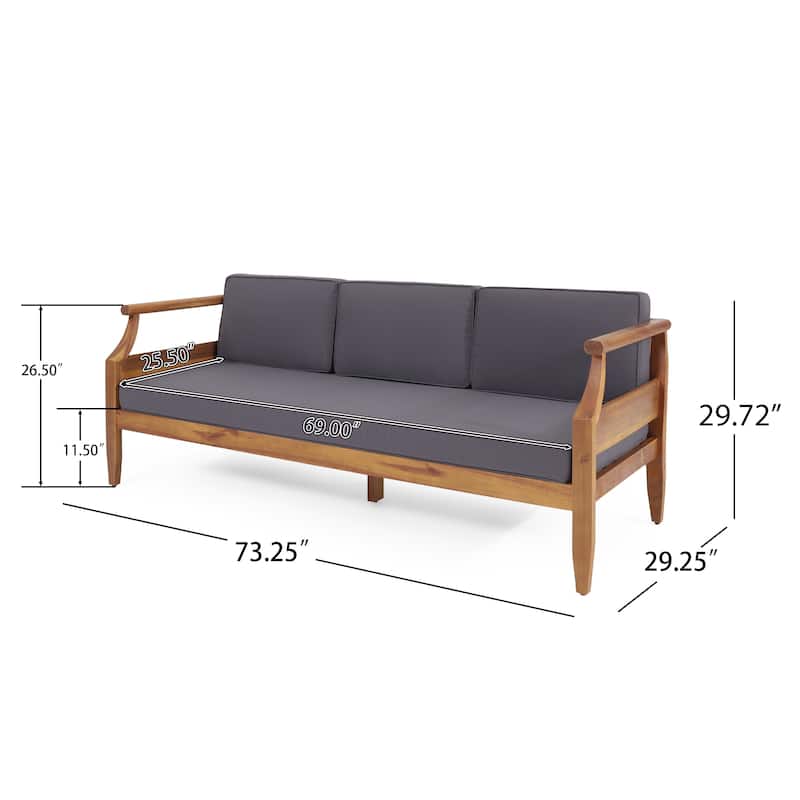 Aston Outdoor Acacia Wood 3 Seater Sofa by Christopher Knight Home