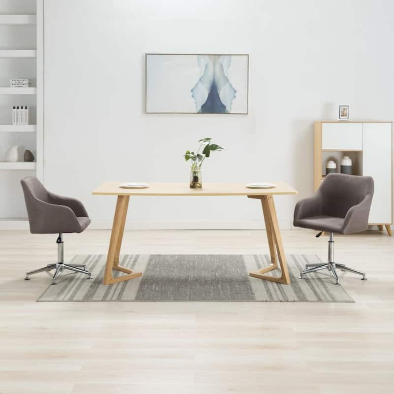 vidaXL Dining Chair 360 Degrees Swivel Accent Desk Chair with Arms Fabric - 21.7" x 20.9" x (30.7"-36.2") - Set of 2 - Taupe 2pcs