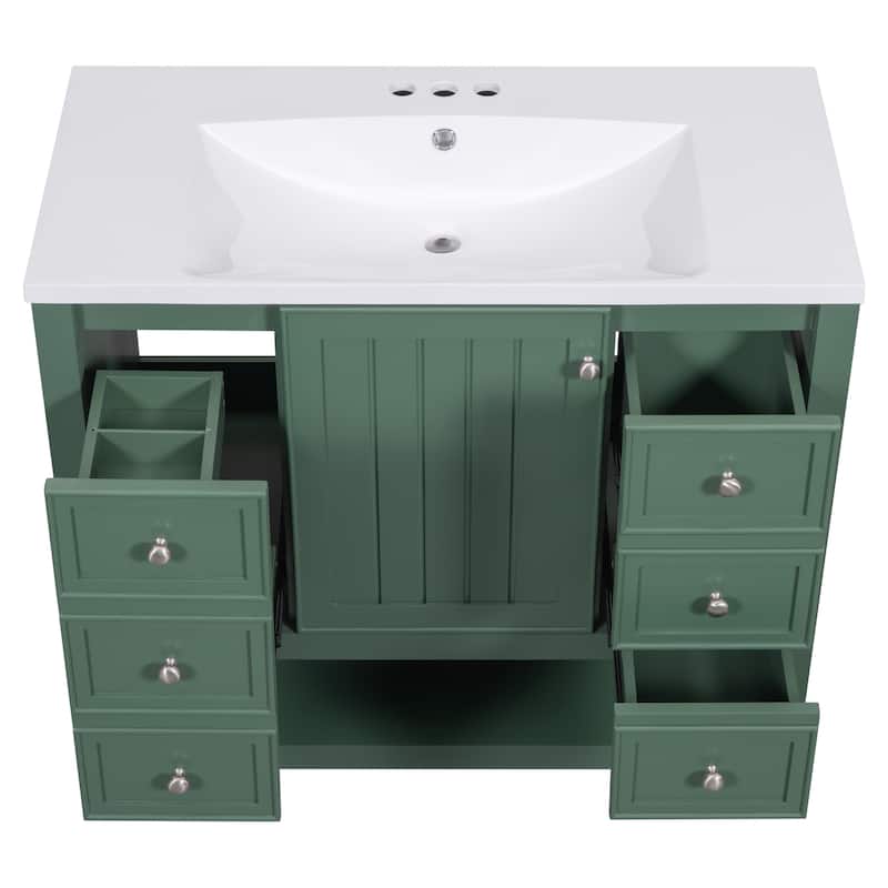 Roomfitters 36" Bathroom Vanity with Sink Cabinet with 3 Drawers and Door Solid Wood and MDF Structure