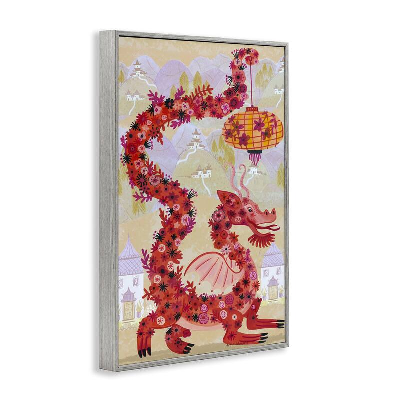 Stupell Dragon & Lantern Mythology Framed Giclee Art Design By Kay Widdowson