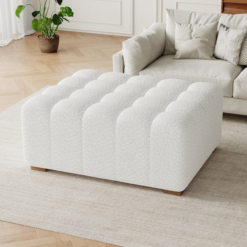 Scott Living Luna Boucle Ottoman 44.5"D X 35.5"W X 18.5"H - White