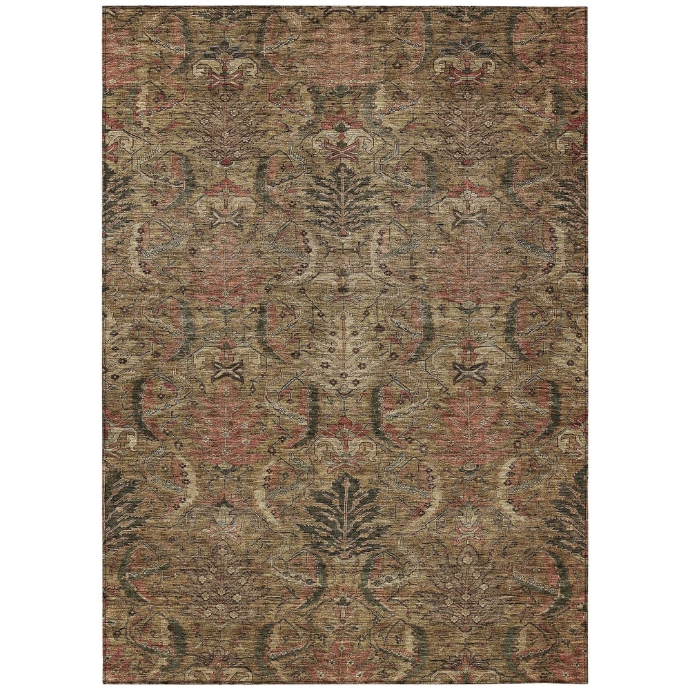 HomeRoots Damask Transitional Rectangle Outdoor Rug