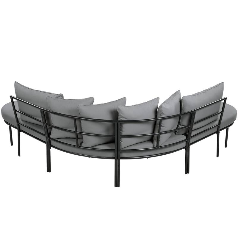 Outdoor Furniture Sofa Set with Coffee Table, Iron Frame Outdoor Indoor Conversation Set for 6 People