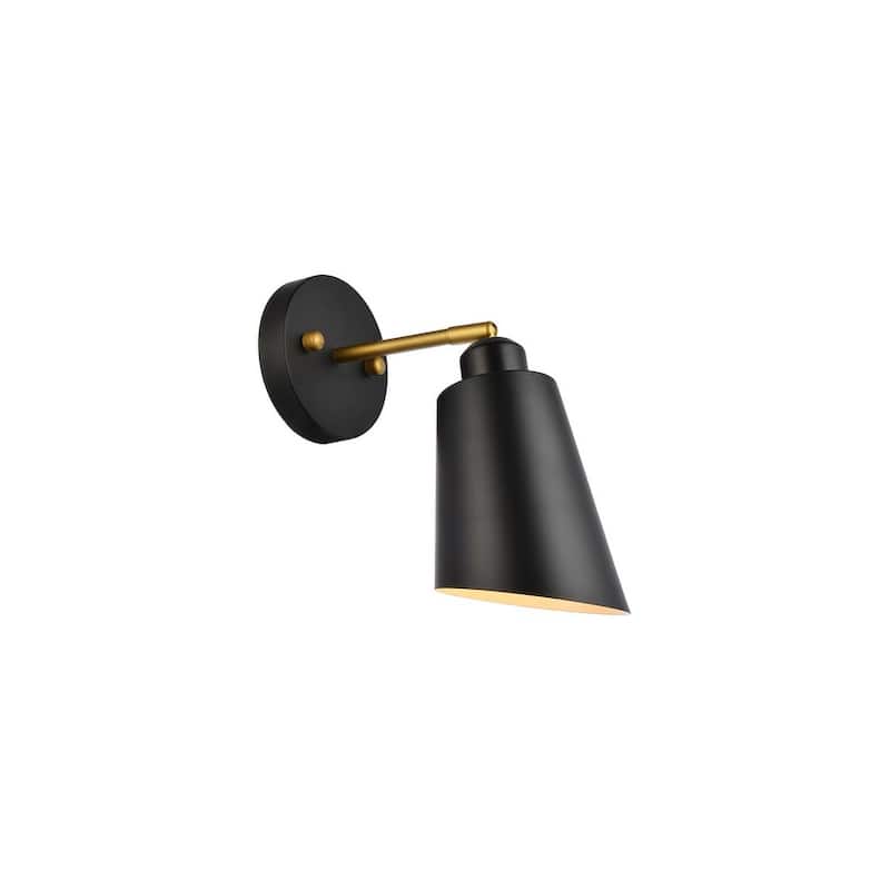 Hector 5 Inch Black and Brass Wall Sconce