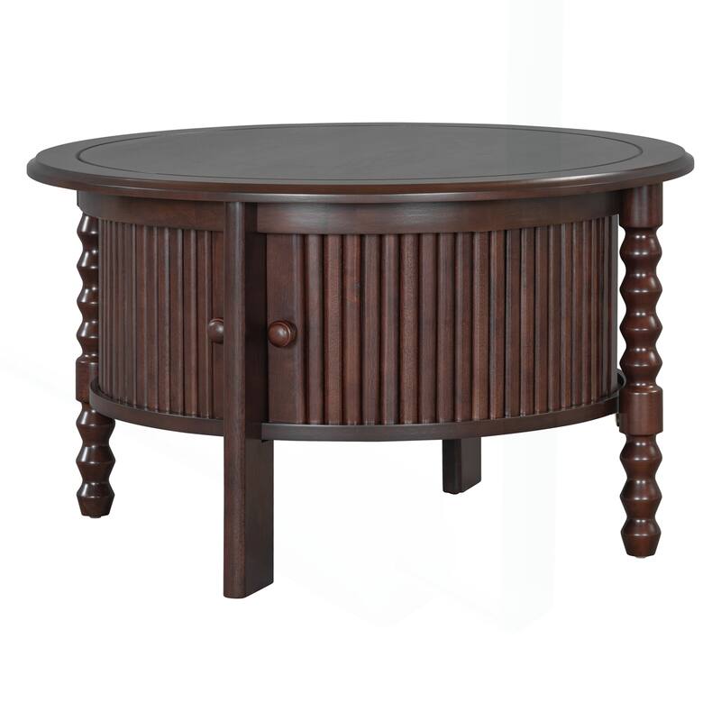 Vintage Round Coffee Table with Practical Storage for Various Rooms