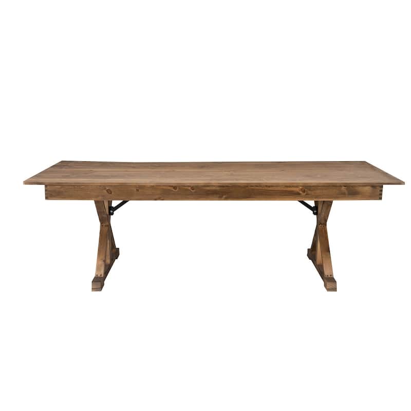 7' x 40" Rectangular Antique Rustic Solid Pine Folding Dining Table