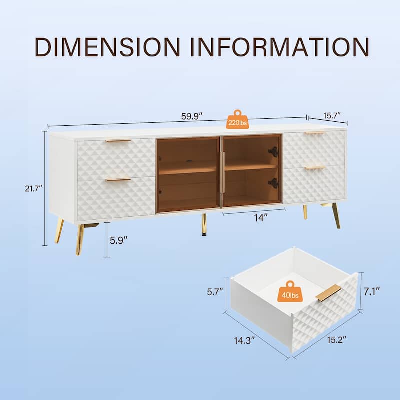 Modern Fashion Geometric Style TV Stand with Adjustable Metal Feet
