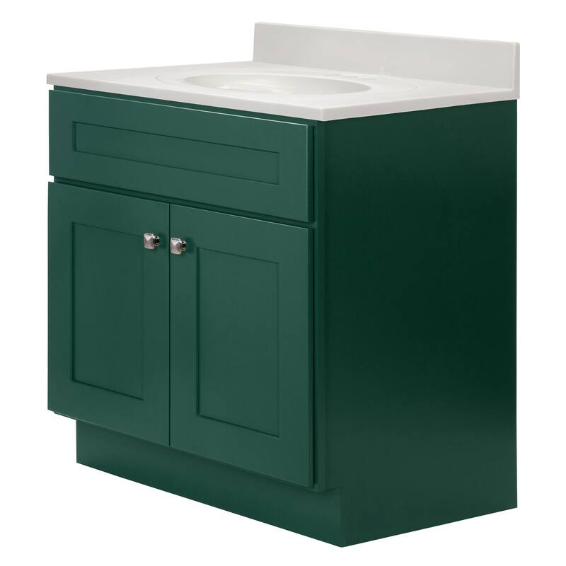 Brookings 31 Inch Assembled Bath Vanity with Ivory Swirl Top