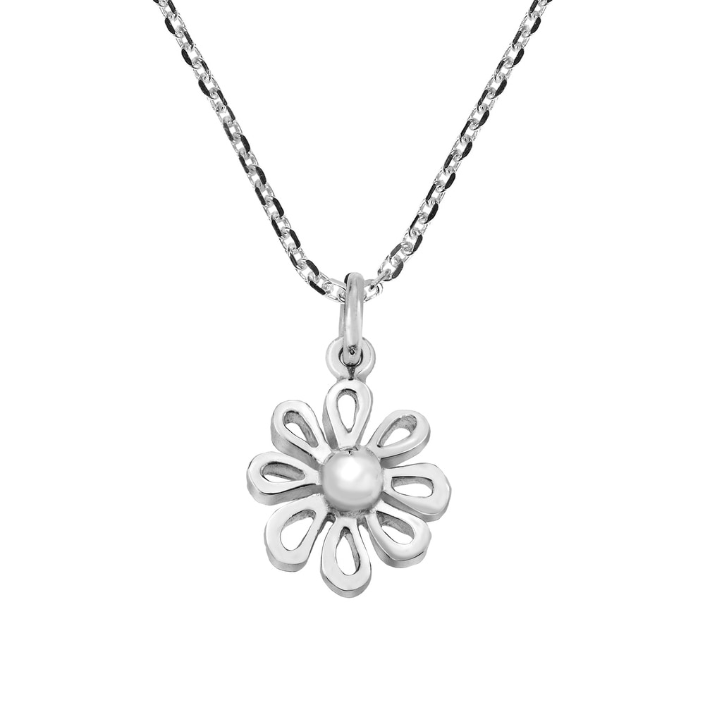 Handmade Abstract  Sunflower .925 Sterling Silver Pendant Necklace.
