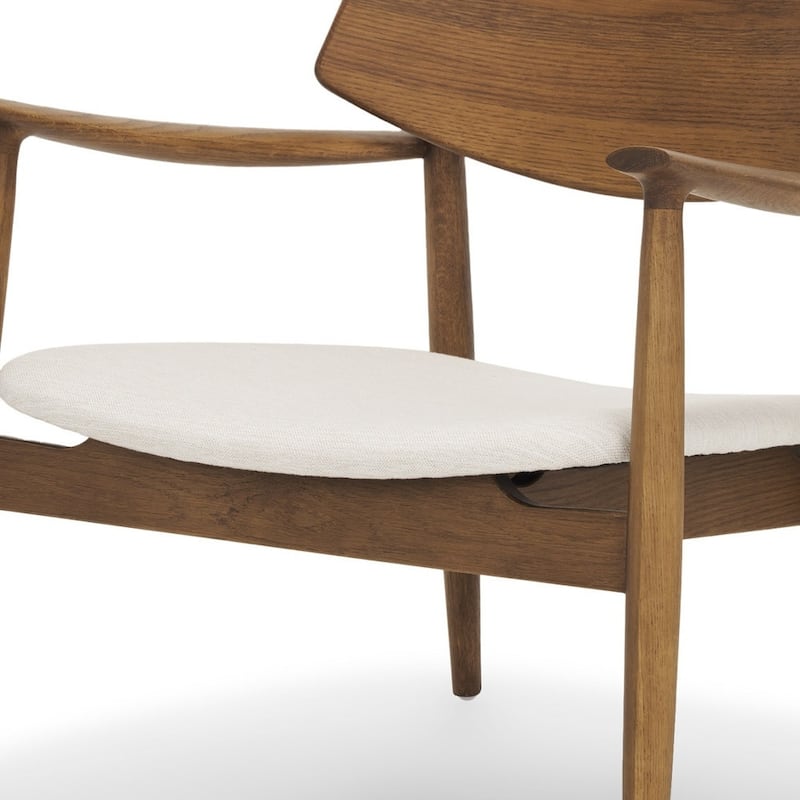 HomeRoots 27" Brown And Cream Upholstery And Solid Wood Arm Chair - 26.77 in. x 28.35 in. x 27.56 in.