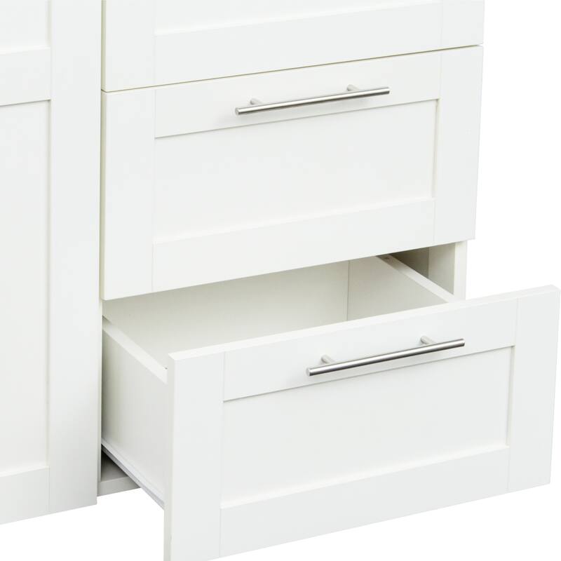 2 Door Wooden Wardrobes, Equipped with Suspension Rods and Drawers, Large Capacity Bedroom Wardrobe Storage Cabinets