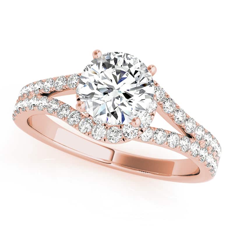 Auriya 14k Rose Gold Lab Grown Round Diamond Halo Engagement Ring 0.50 to 5.00 ct. tw. (F-G VS) - 0.50 ct. center - 9