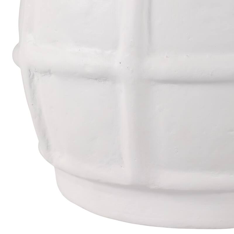 Paper Mache Vase Raised Grid Texture Modern Design - 11" White