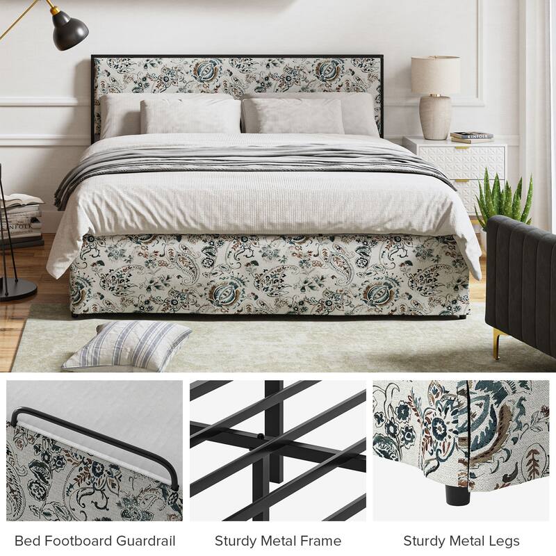 Oliver Modern Washable Slipcover Bed Upholstered Metal by HULALA HOME