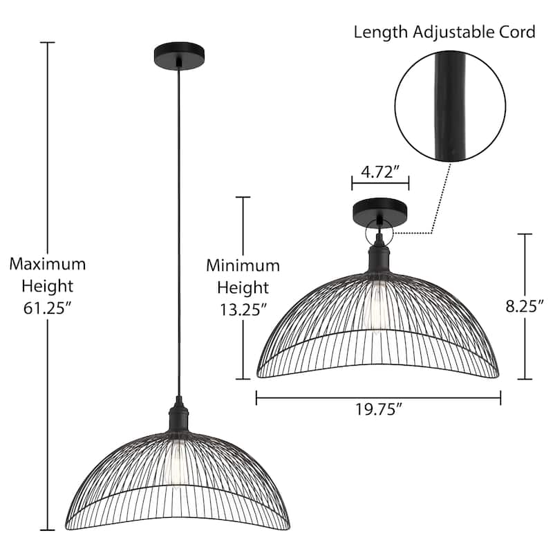 Sylvia River of Goods Metal Woven Curved Shade Double Hanging Pendant Light - 19.75" x 18.75" x 13.25/61.25"
