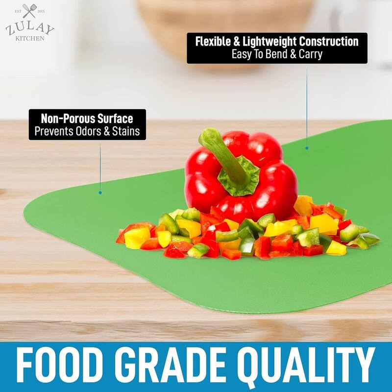 Zulay Kitchen Extra Thick Flexible Cutting Board Mats for Kitchen
