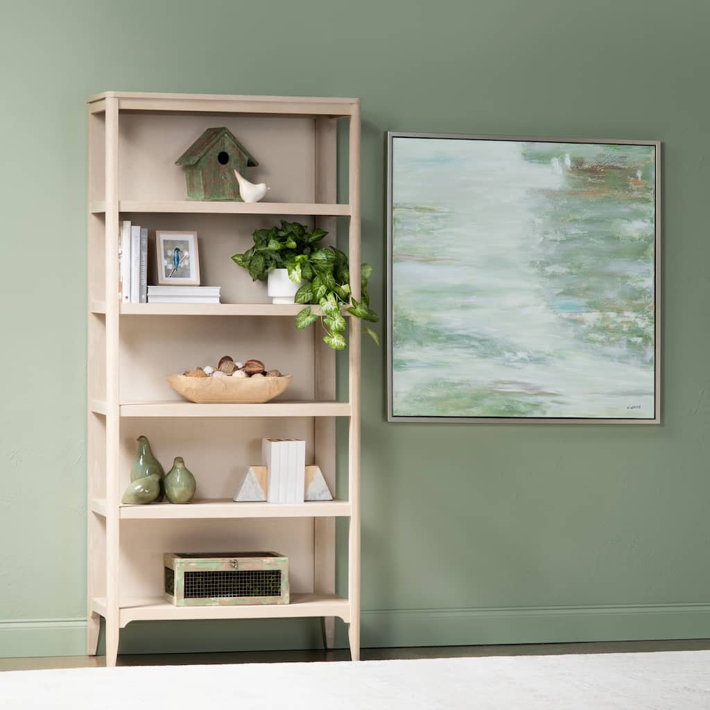 78 in. Tan Solid Wood 4 Shelf Bookcase