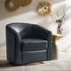 preview thumbnail 25 of 49, HULALA HOME Althea Modern Genuine Leather Swivel Barrel Chair with Solid Wood Base