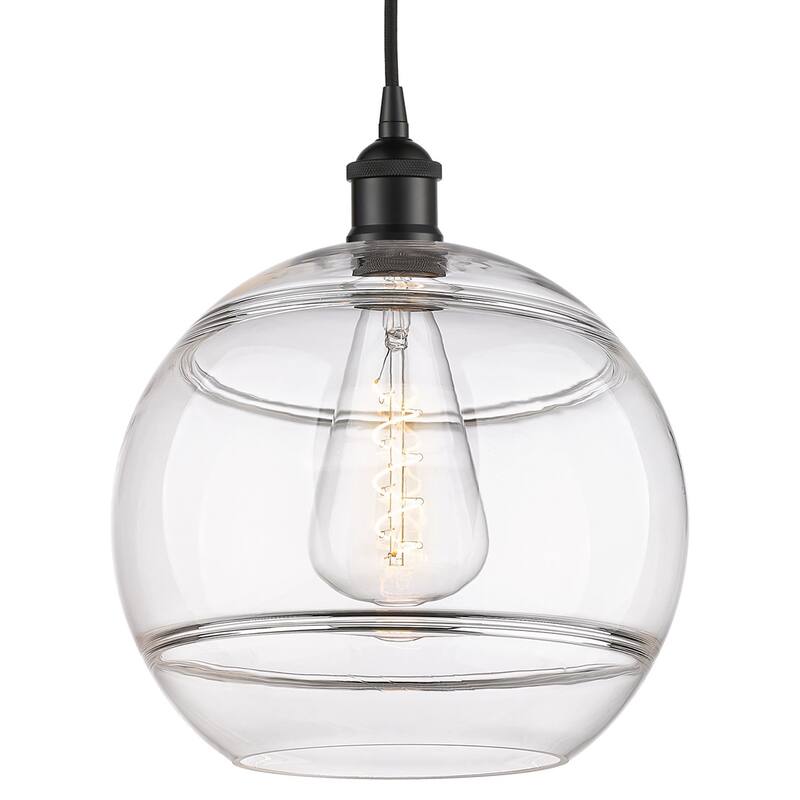 Innovations Lighting 616-1P 13 12 Rochester Pendant Rochester 12" Wide - Matte Black / Clear