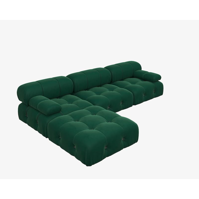 104" Wide Velvet Reversible Modular Sofa & Chaise with Ottoman