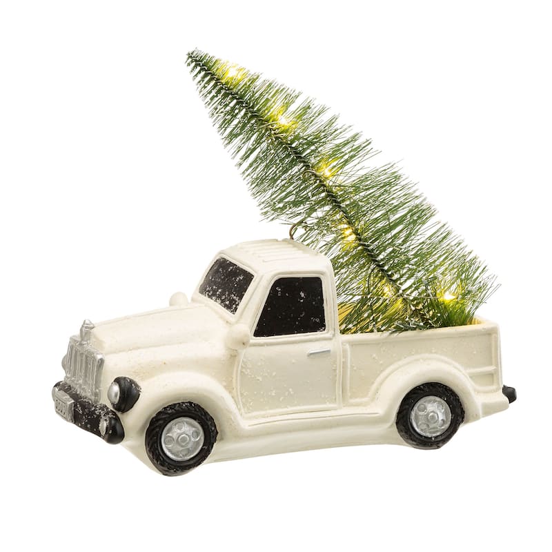 Glitzhome LED Lighted Red Truck Christmas Table Decor - 11"l*5.2"w*6"h