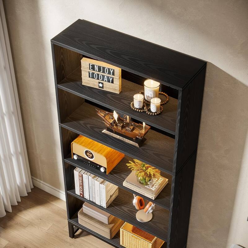 71-Inch Tall Bookcase, Heavy Duty Free-Standing Library Bookshelf with 5-Tier Shelves for Living Room