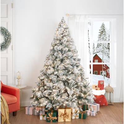 Glasgow Artificial Christmas Tree, Prelit Christmas Tree with Lights, Pine and Hinged White Christmas Trees with Tips