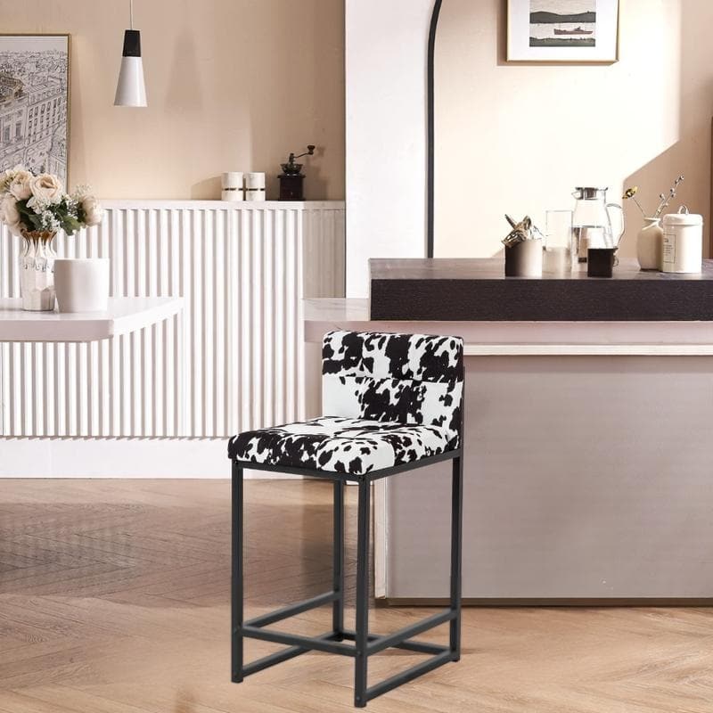 24 Inch Green/Beige/Milk Cow Print Bar Stool with Upholstered