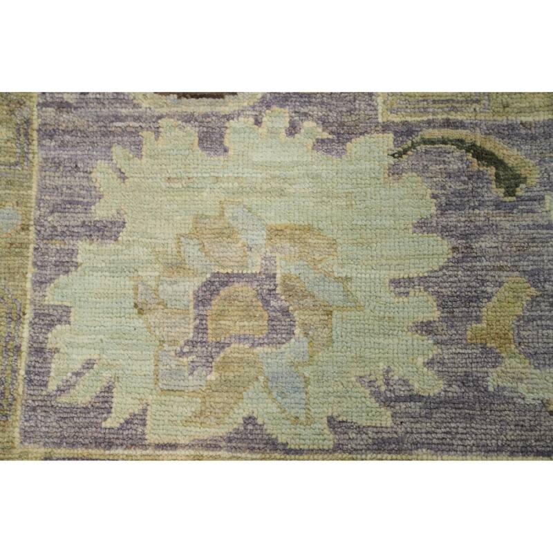 Vegetable Dye Wool Oushak Turkish Area Rug, Floral geometric Carpet - 9' 8'' X 7' 11''