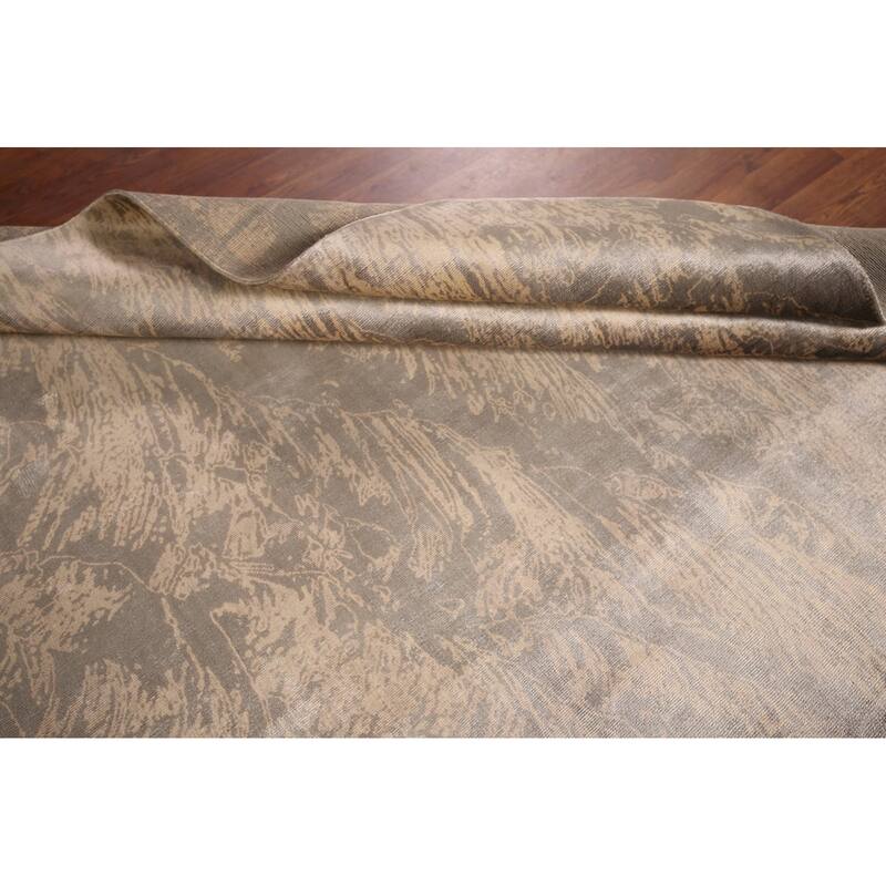 Abstract Indian Area Rug Hand-Knotted Oriental Wool Carpet - 5'8"x 7'10"