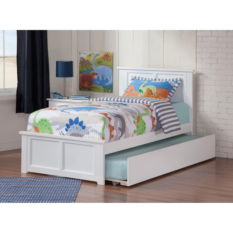 AFI Madison Platform Bed with Footboard & Twin XL Trundle - White - Twin XL