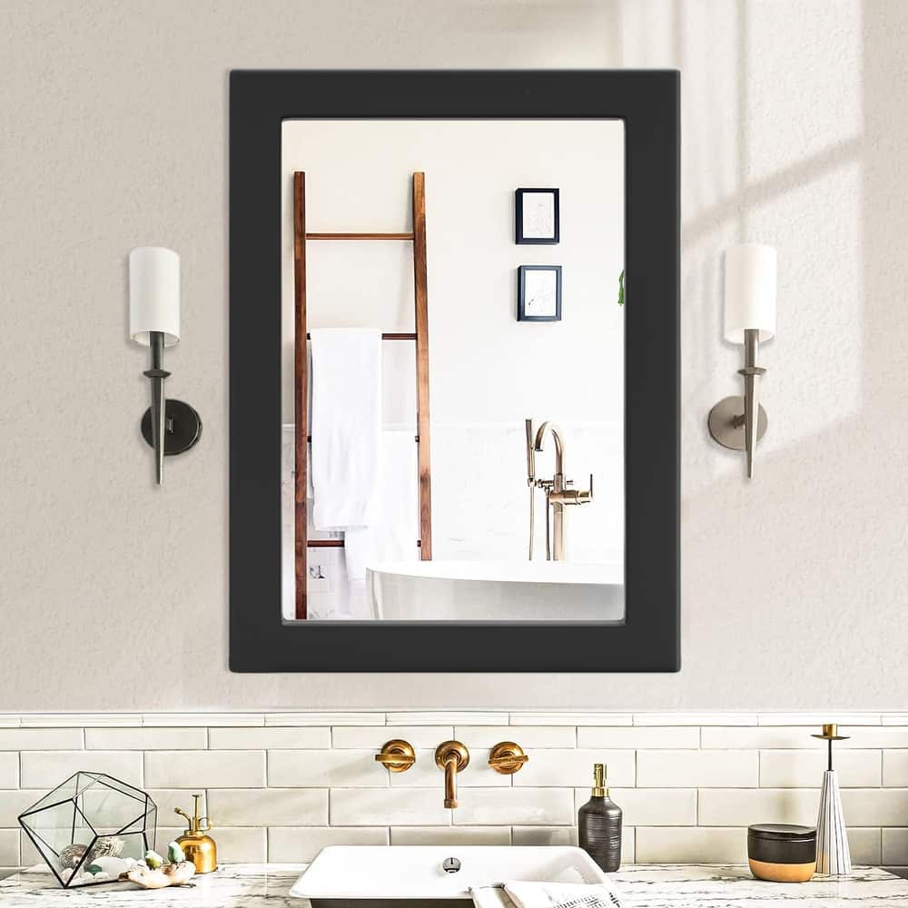 Farmhouse Style Wooden Square Mirror, Pastoral Style in The Bathroom