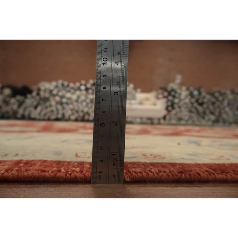 Hand Knotted Oriental 100% Wool Carpet Traditional All-Over Oranges & Rust Peshawar Area Rug - 13' 8'' X 10' 1''