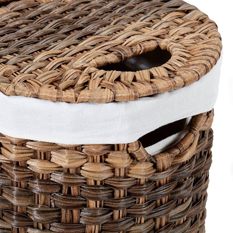 Seville Classics Handwoven Lidded Oval Double Laundry Hamper