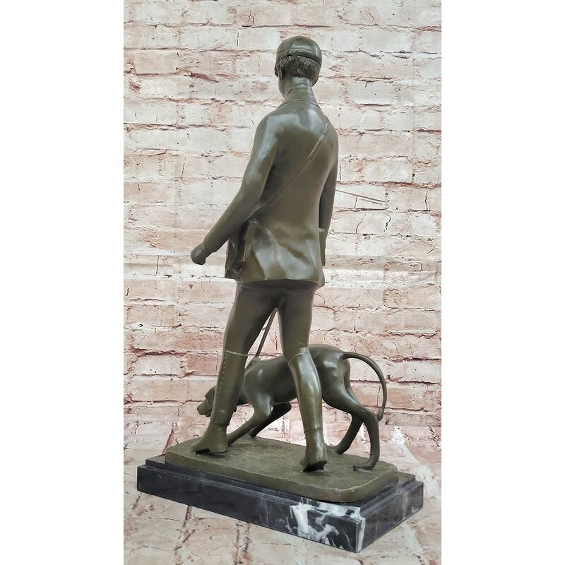 Hunter With Imitative Dog Bronze Sculpture – Gamekeeper Theme Art By Vitaleh