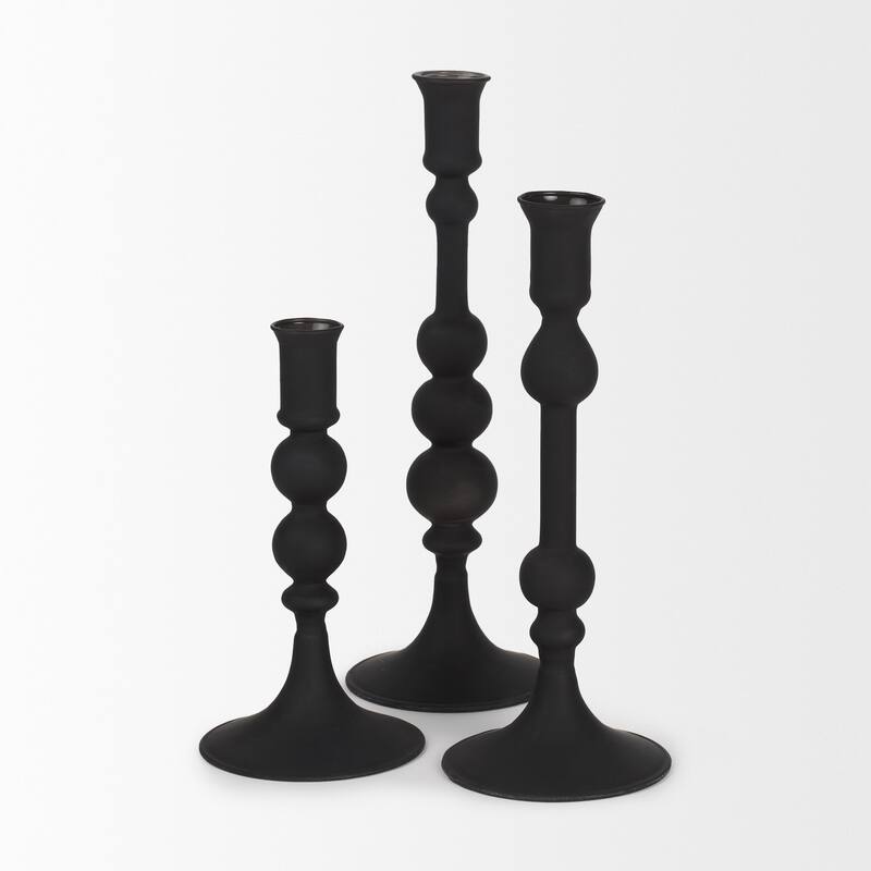Haute Large Matte Black Blown Glass Candlestick