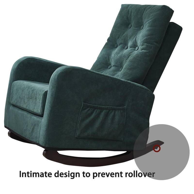 Metal Frame Japanese Rocking Chairs with High Back Support and Side Pockets