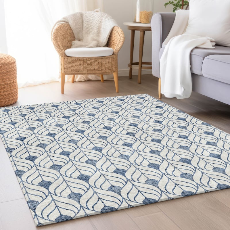 Premium Washable Super Soft Modern Teardrop Mayfield Rug - Blue - 3' x 5'